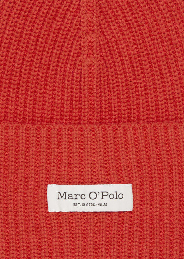 Marc O’Polo Beanie, knitted, fold-up, structure Poppy red