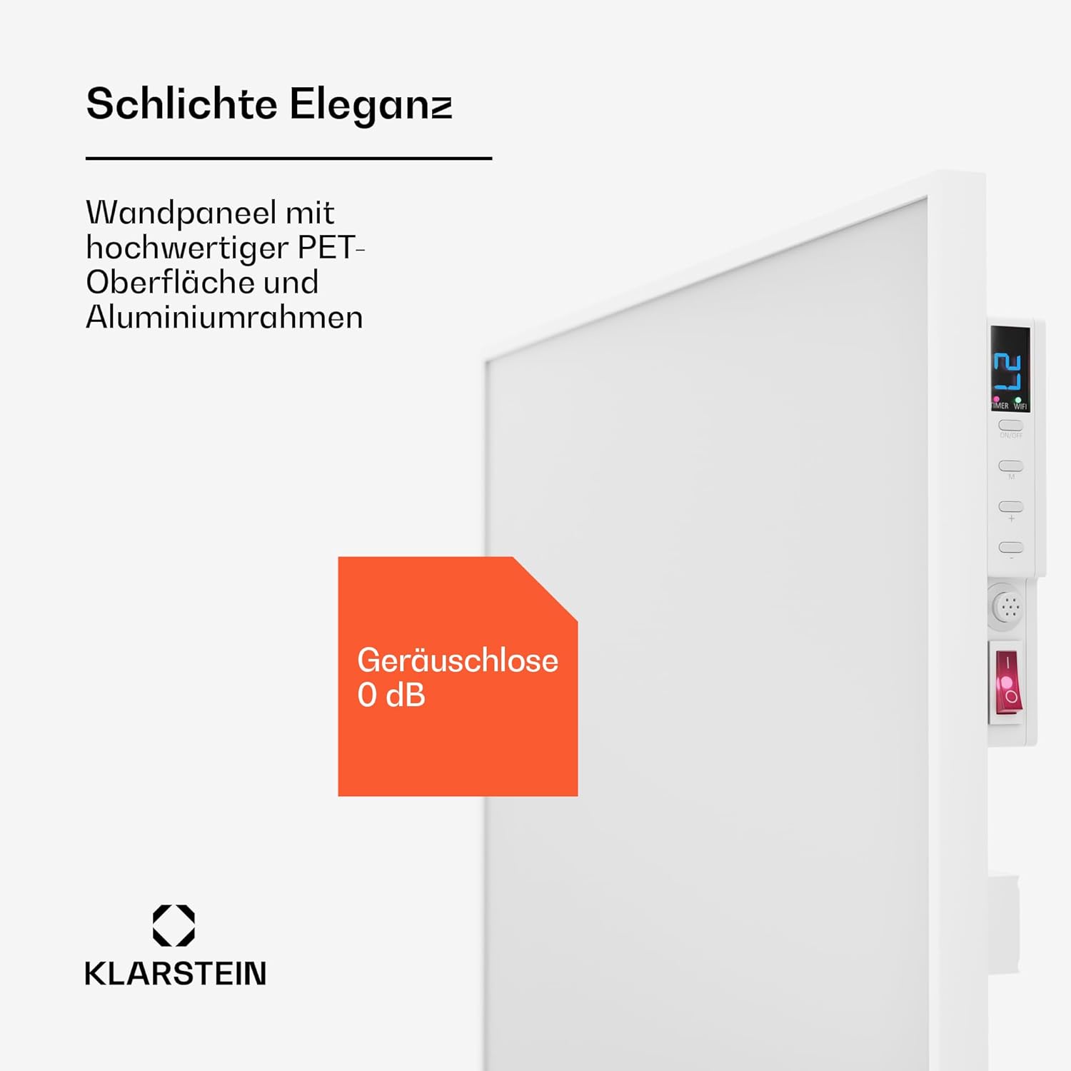 Klarstein Infrarotheizung mit Thermostat, 770W Elektroheizung, Smart Home Infrarotheizung zur Wandmontage, IR mit App-Steuerung & Erkennung Offener Fenster, Effizienter Feuchtraum Heizkörper CO2-Frei