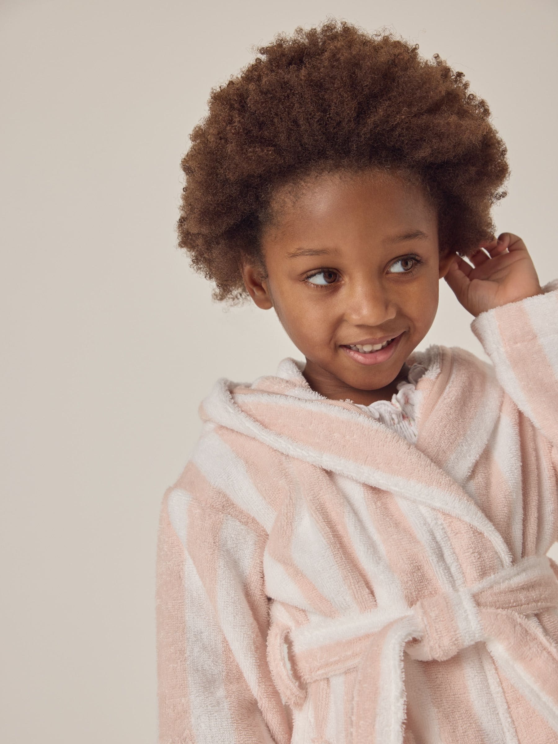 The White Company Natural 100% Cotton Wide Stripe Towelling Robe