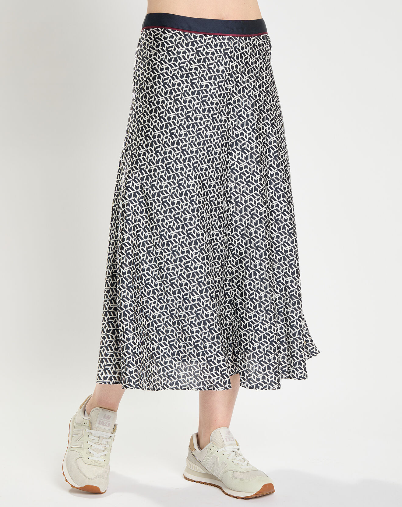 Tommy Hilfiger Jupe midi fluide Icon imprimée noir/blanc