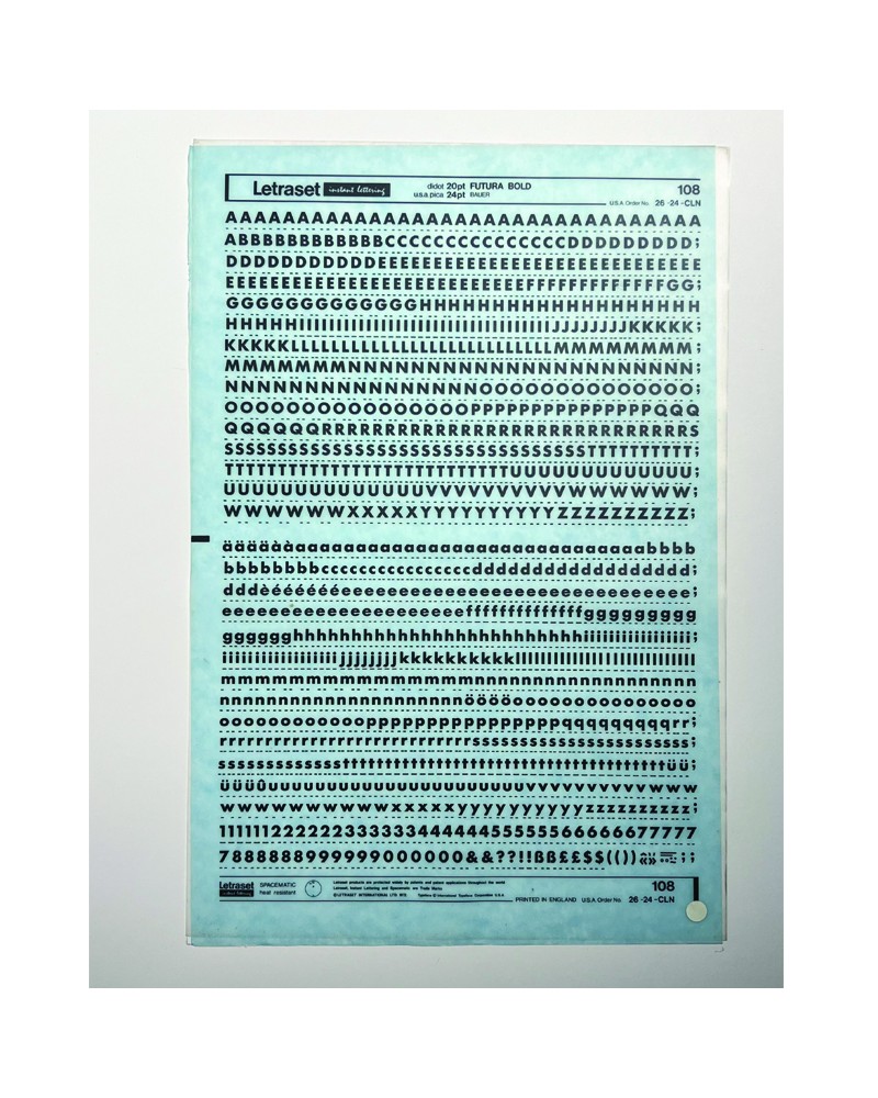 Letraset 108 - Futura Bold Bauer 20pt