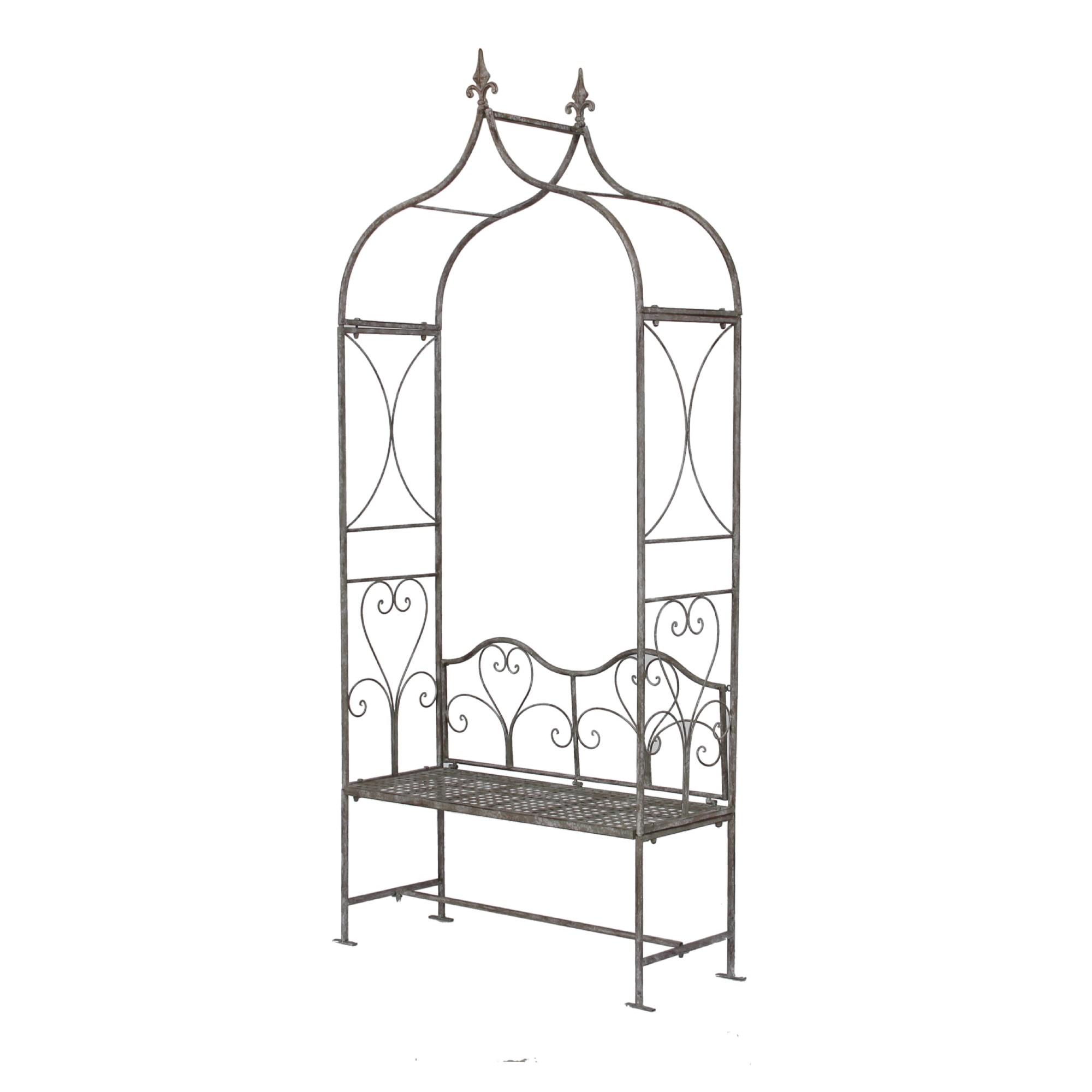 Rankbogen mit Bank 'Pierre', vintage grau, H 239 cm, B 108 cm,  L 41 cm günstig bestellen
