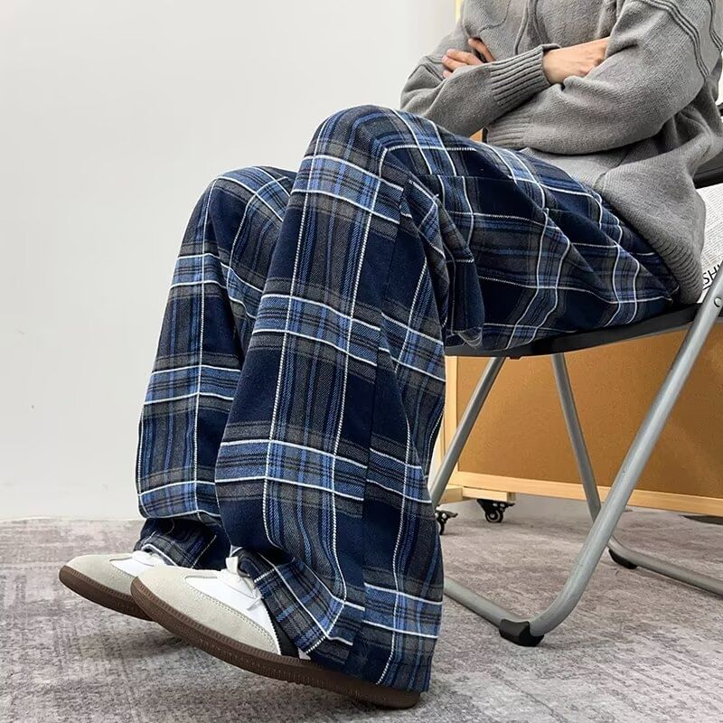 Cowpow - Geruite broek met wijde pijpen en gemiddelde taille