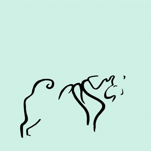 Ilustração de pug em tamanho A4 na cor menta.
