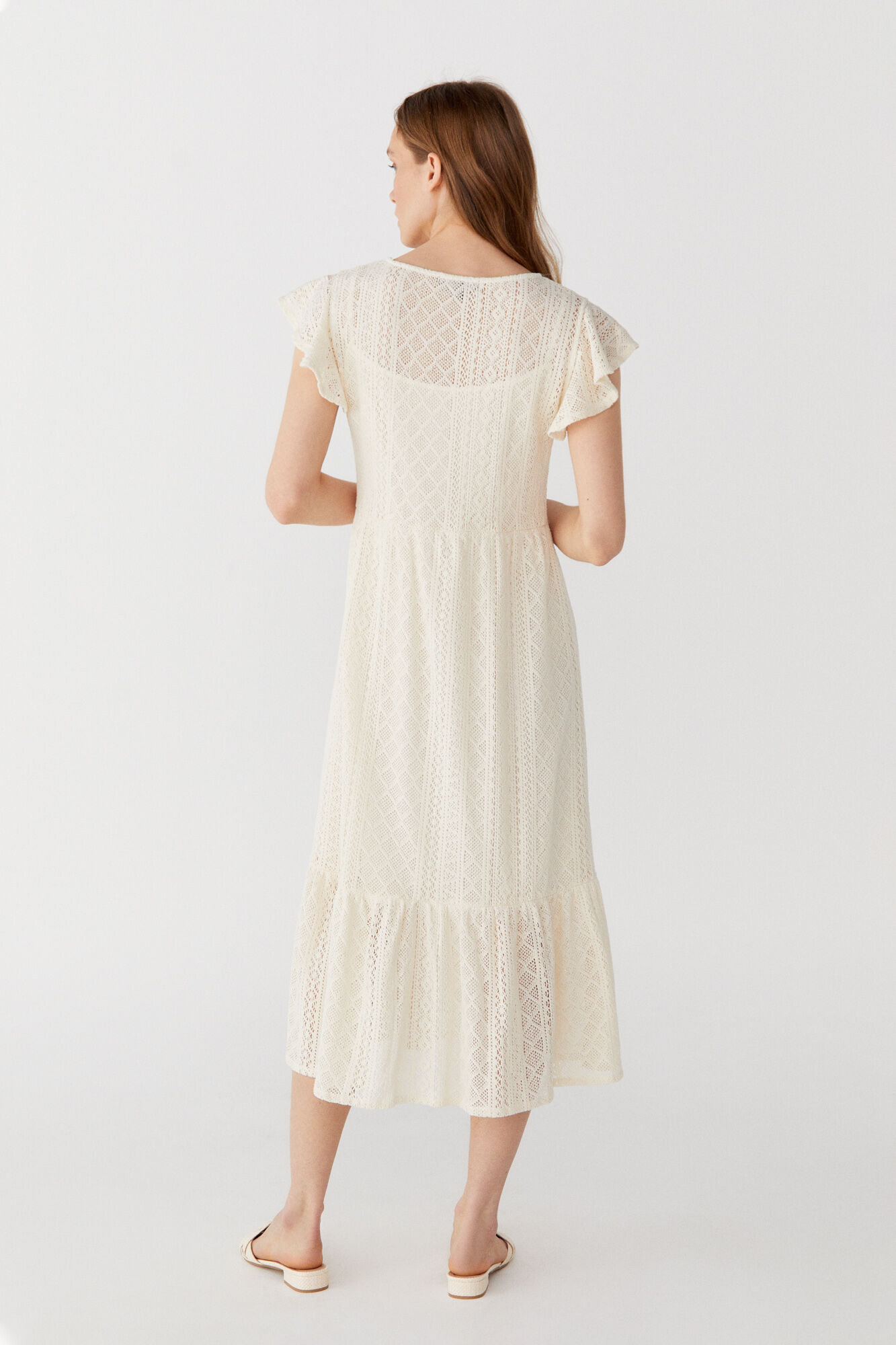 Vestido de malha texturizada - Marfim
