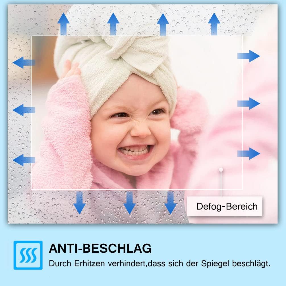 LISA LED Badspiegel mit Beleuchtung 80x60 cm, Bad Spiegel Groß badezimmerspiegel mit Touch Dimmbar Warmweiß/Kaltweiß Licht Antibeschlag Wandspiegel für Badezimmer, WC, Flur Rechteckig