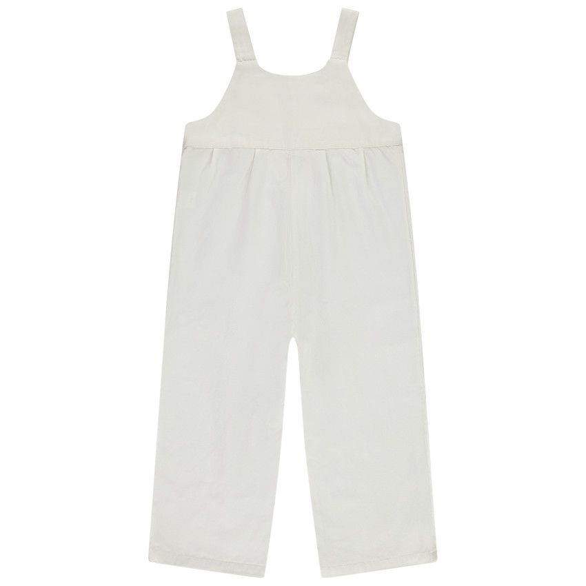 Salopette longue en toile avec détail argenté pour fille - Ecru