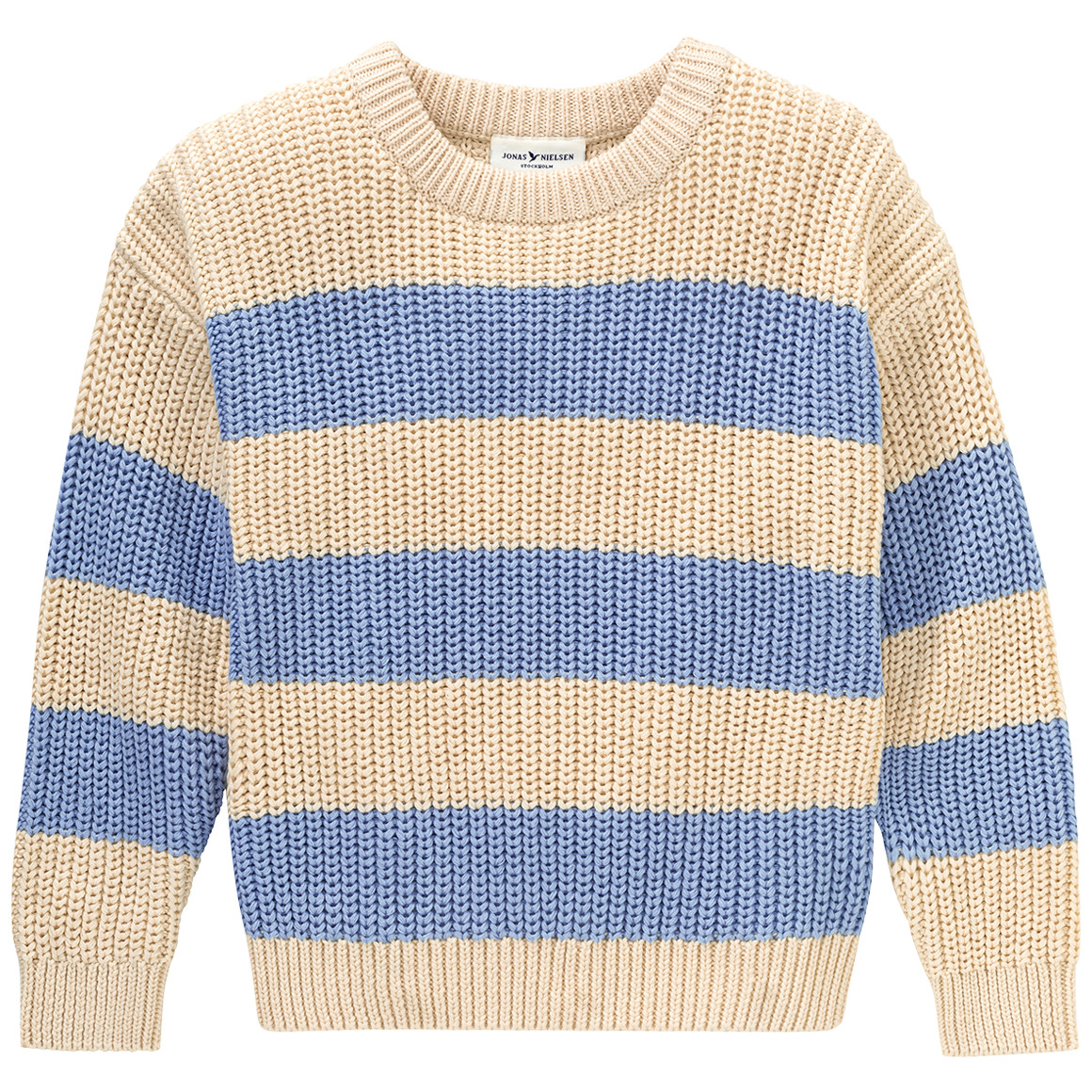 Jonas Nielsen Mädchen Strickpullover aus Bio-Baumwolle hellblau / hellbeige