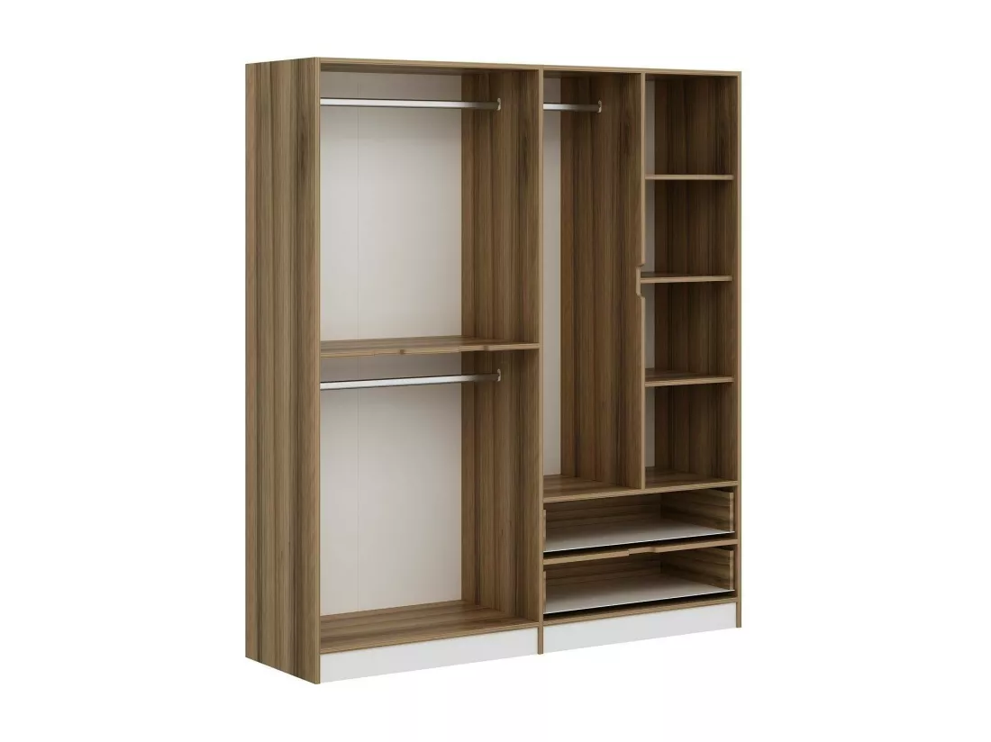 Grande Garde-robe Dmoussaman, Meubles de chambre, Penderie de plain-pied, Placard à vêtements, 185x52 h208 cm, Blanc et Or