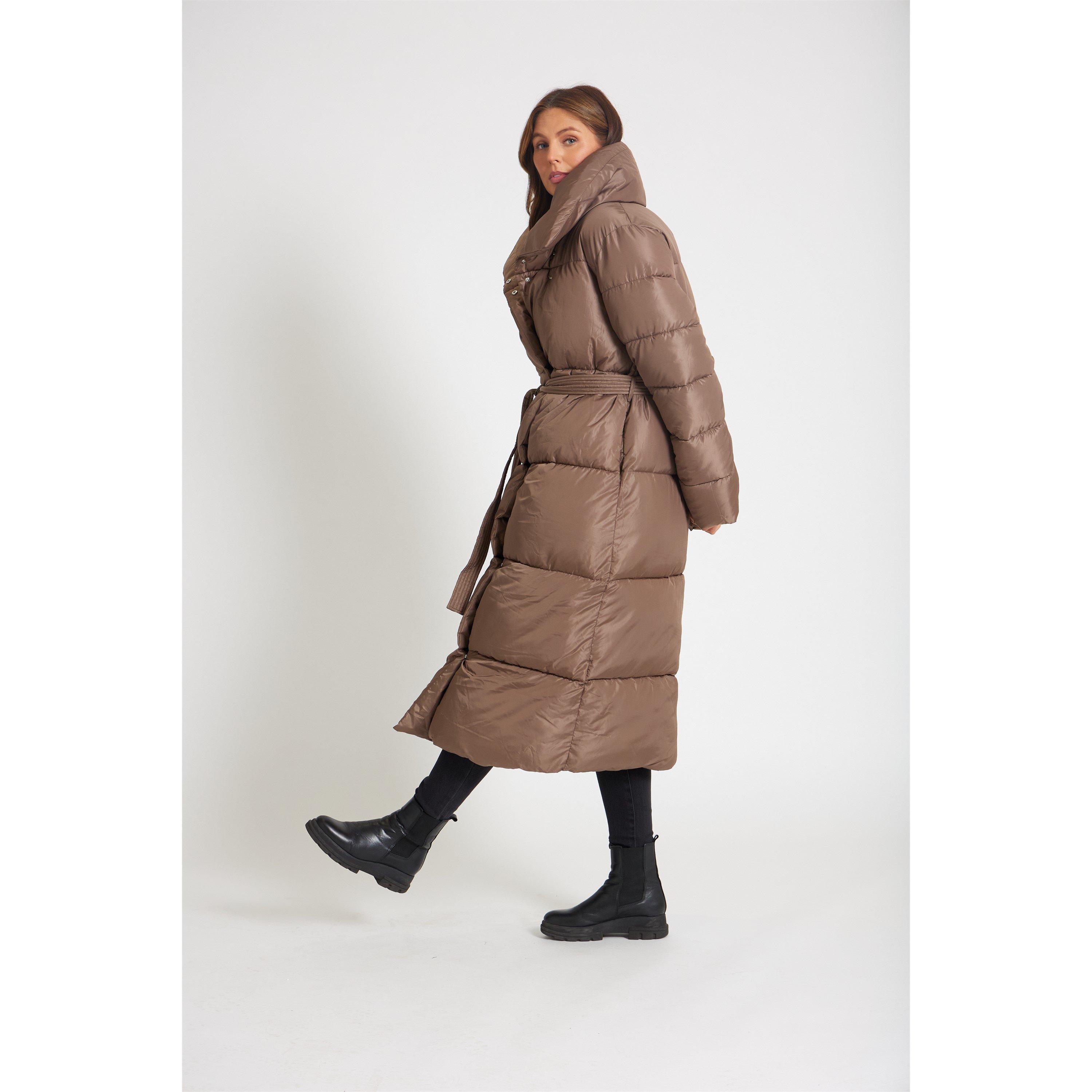 Be You Wrap Wrap Midi Tie Waist Padded Coat