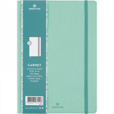 Oberthur Carmen - Carnet de notes souple A5 - ligné - 200 pages - menthe