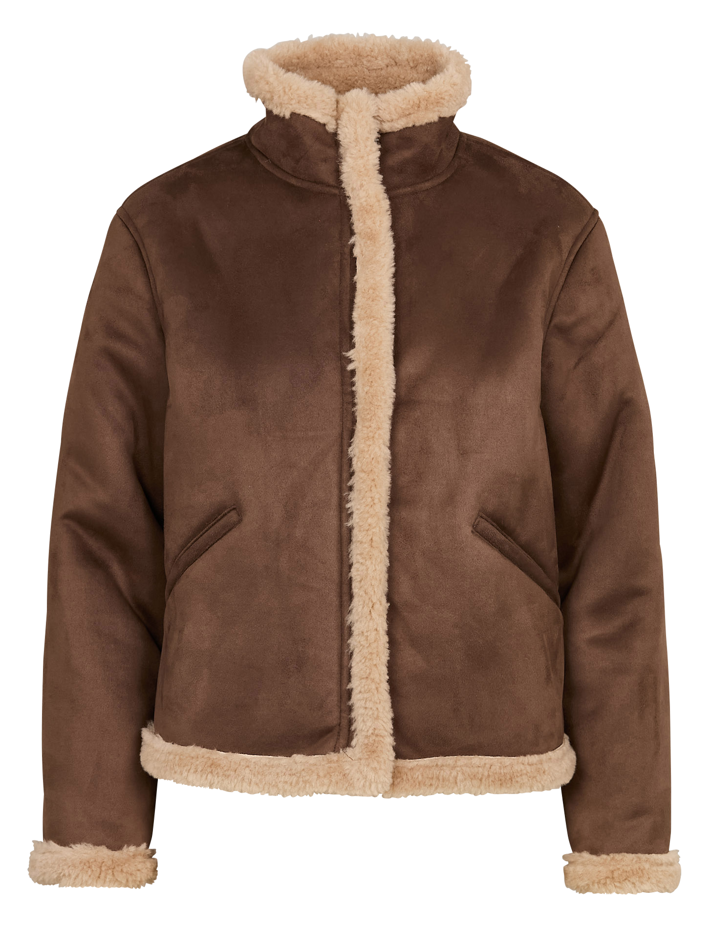 MARTINA - Veste droite en fourrure synthétique | Marron