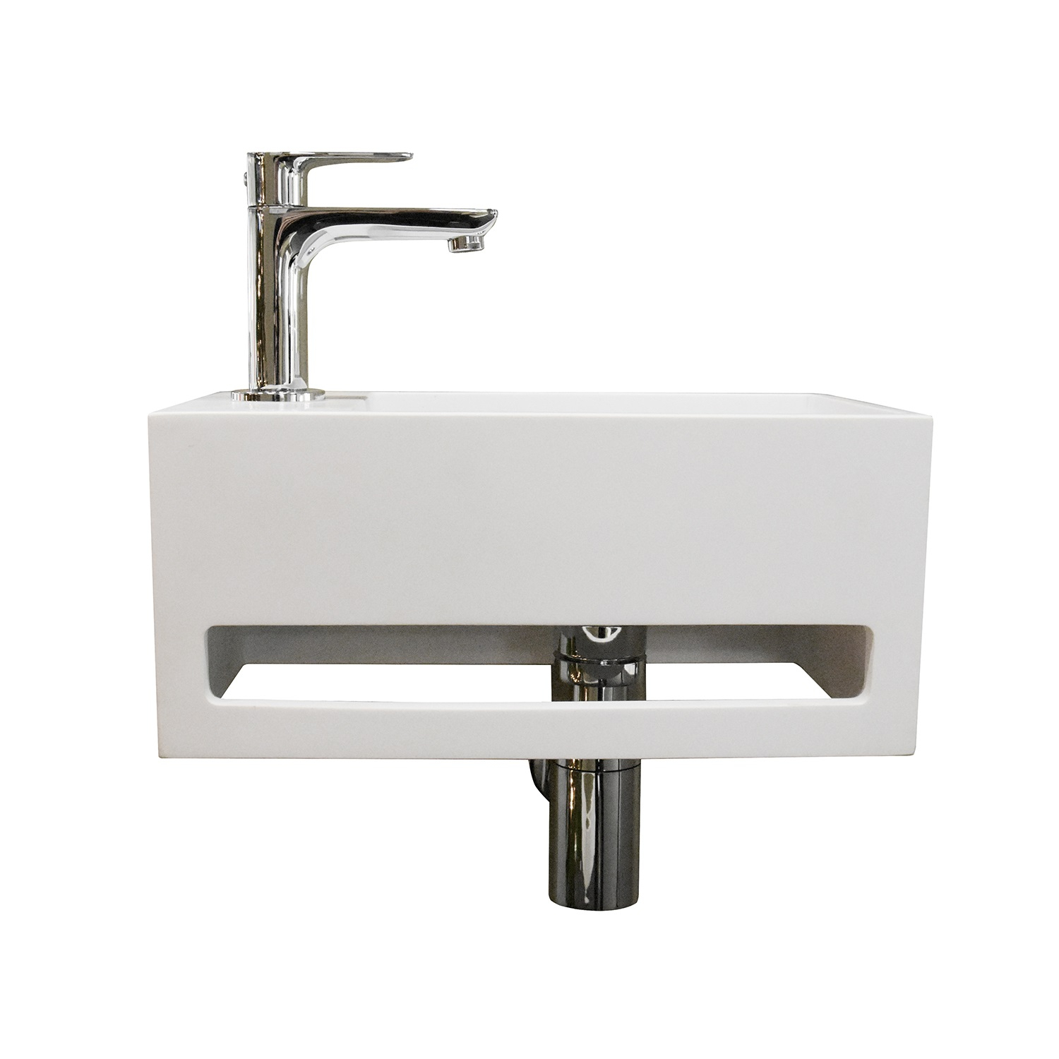 Mueller Solid Surface fontein met handdoekhouder links