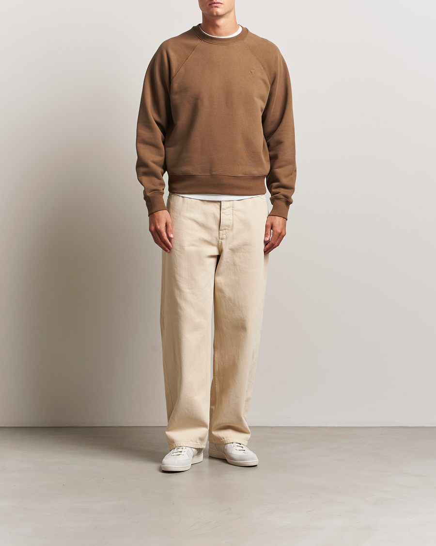 AMI Tonal Heart Logo Sweatshirt Noisette