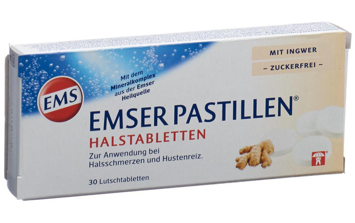 Pastillen Ingwer zuckerfrei 30 LutschtablettenHalstabletten gegen Halsschmerzen