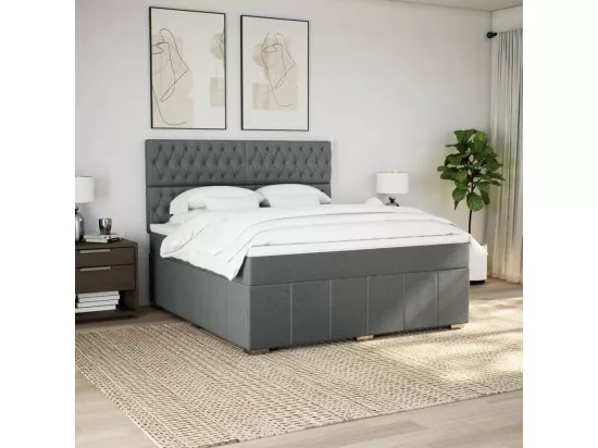 Sommier à lattes de lit avec matelas Gris foncé 180x200cm Tissu