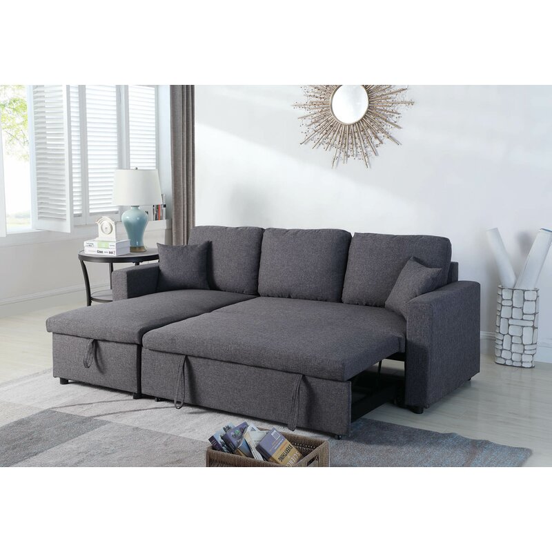 Vernita 87&prime;&prime; Wide Linen Reversible Sleeper Sofa & Chaise