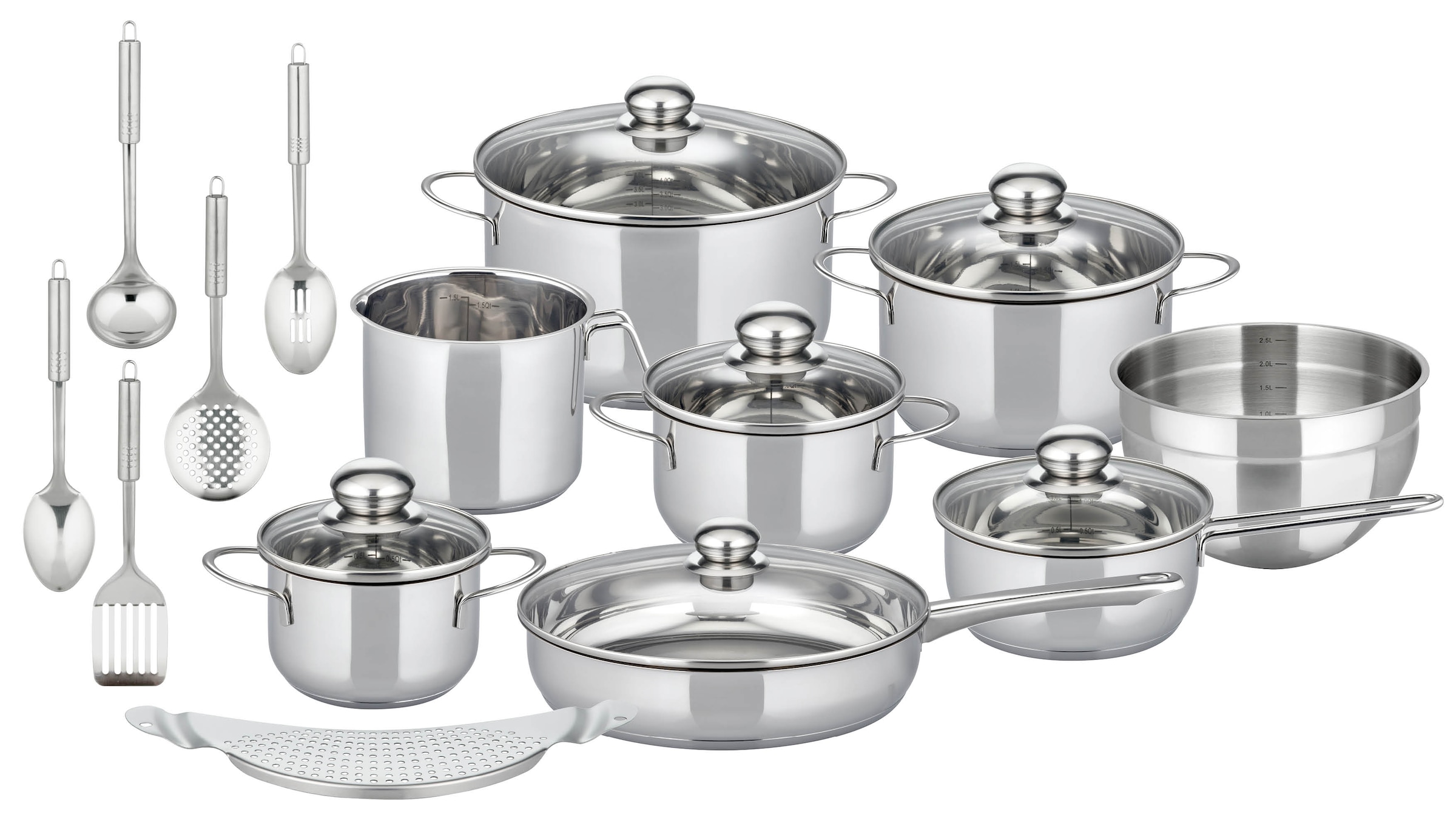 Elo Basic Topf-Set »Prima Tavola Edelstahl Topfset 20-teilig« Set, 20 Stk. tlg. Edelstahl 201