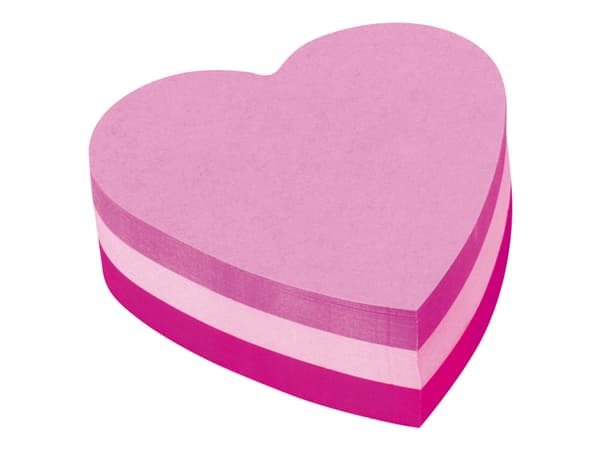 Post-it 2007H - Noter - 70 x 70 mm - hjerte - 225 ark - rosa, fiolett, rosa