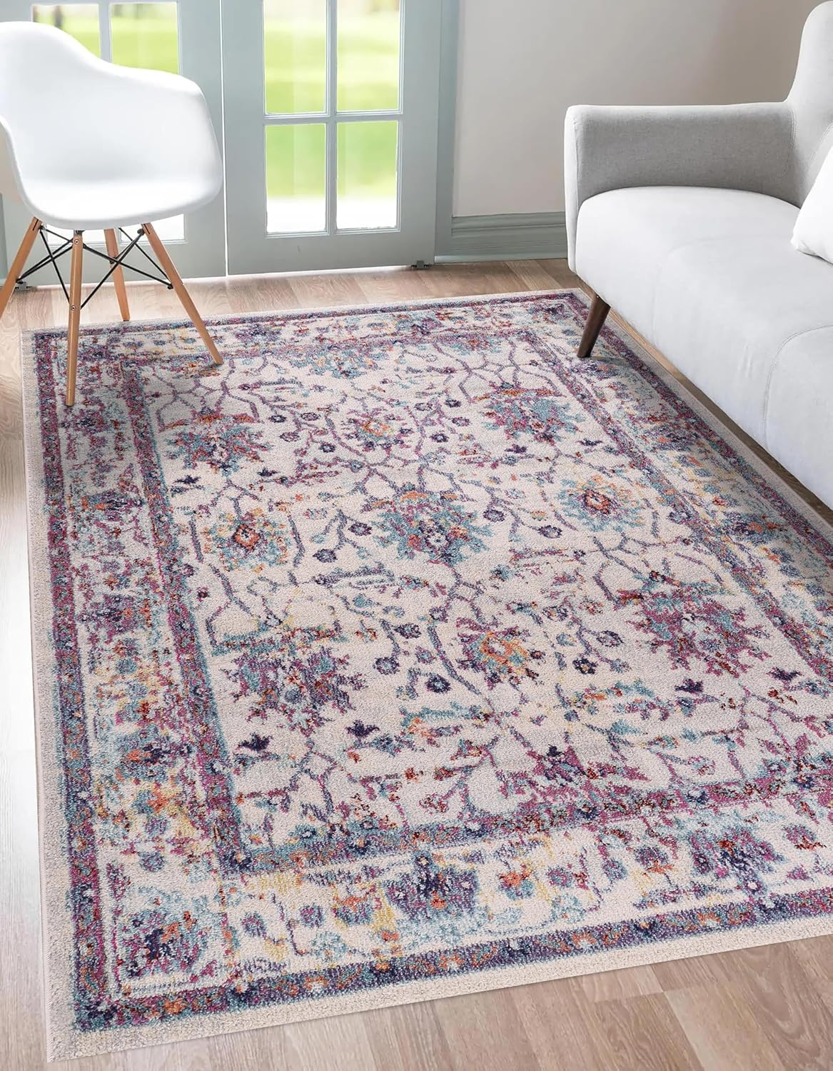 Wilton Vintage-Teppich für Wohnzimmer, weicher und strapazierfähiger Teppich, Kinder- und haustierfreundlich, gewebt, klassisches Medaillon-Design im Used-Look für Schlafzimmer, Flur und