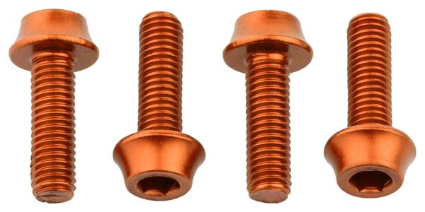 Lot de 4 Vis de Porte-Bidon Wolf Tooth Water Bottle Cage Bolts M5x15 mm Orange