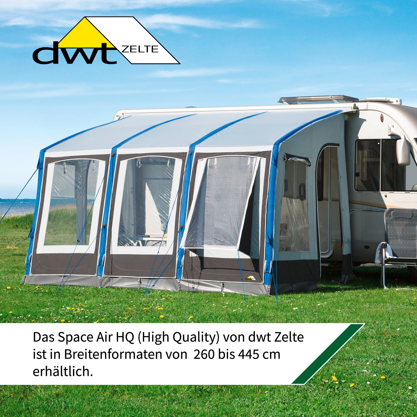 DWT Space Air HQ 375 XL aufblasbares Luftvorzelt Anbauhöhe 265 - 280 cm