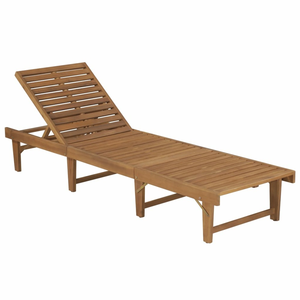 Transat chaise longue bain de soleil lit de jardin terrasse meuble d'extérieur pliable avec coussin bois d'acacia solide 02_0