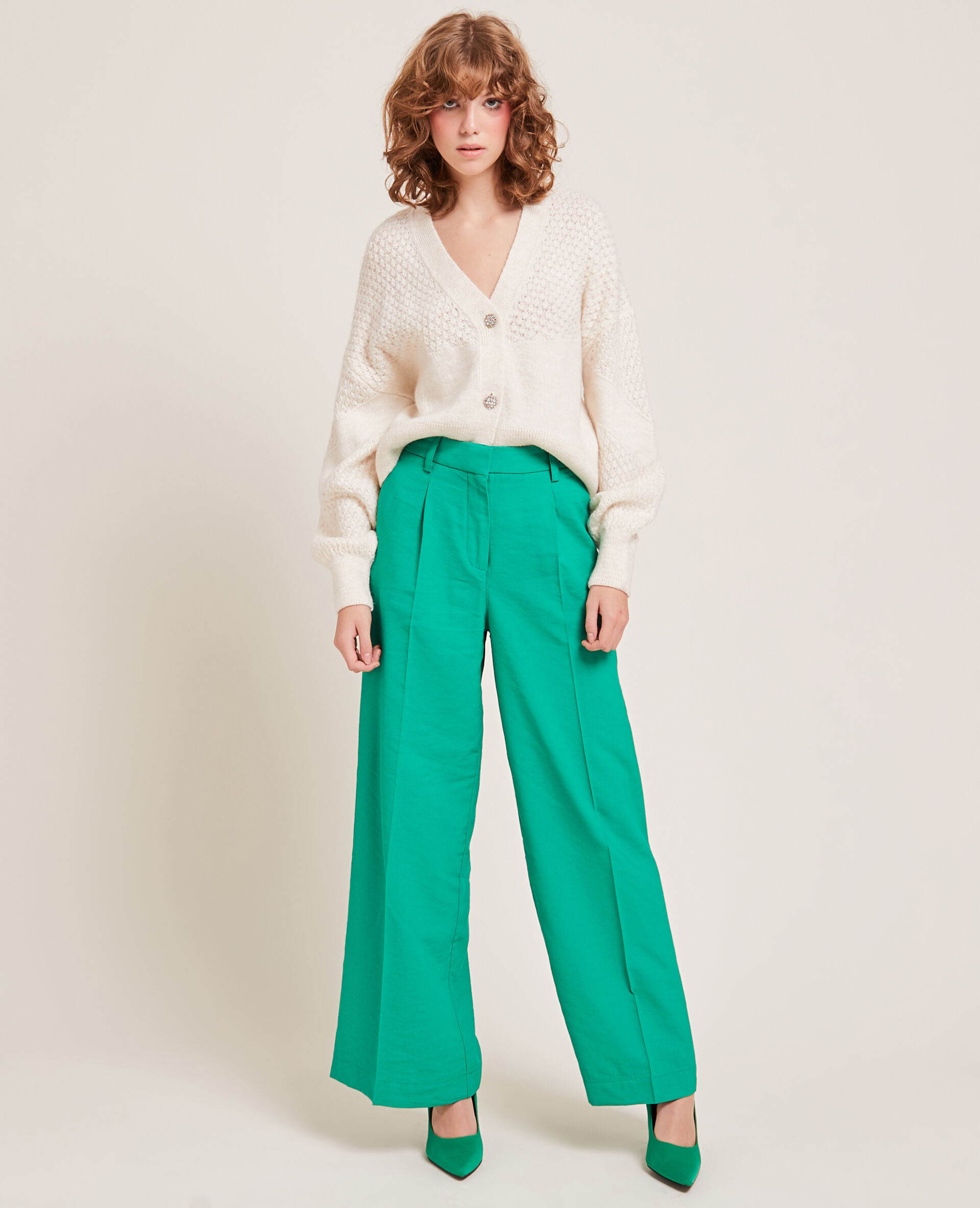 Pantalon à pinces - Vert olive