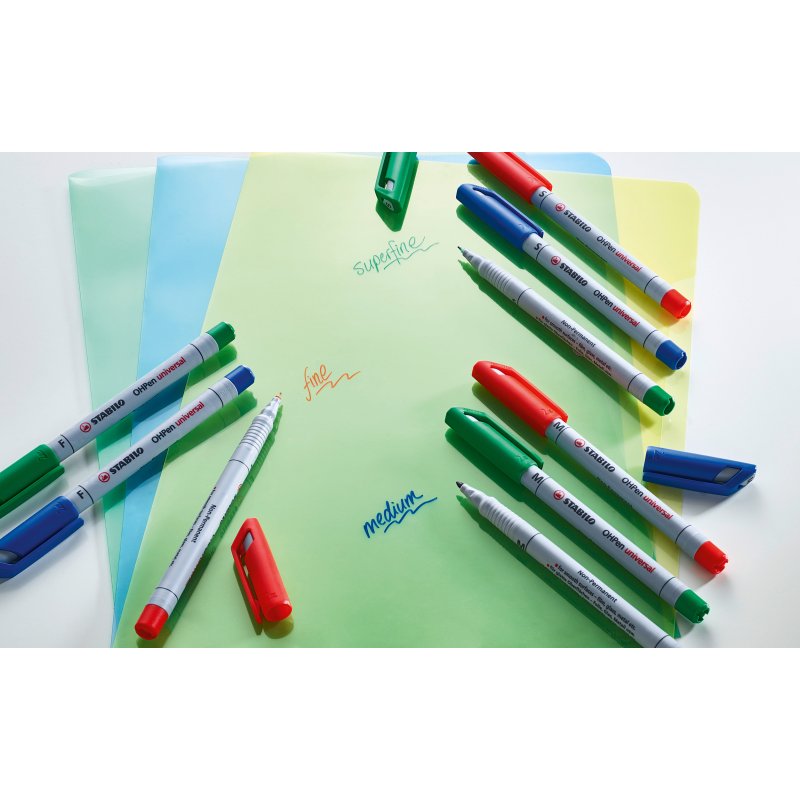 Marqueur permanent OhPen Stabilo pointe 0,4 mm - Pochette de 4
