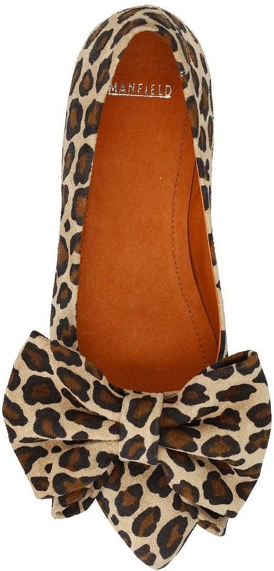 Manfield - Leren Loafers - Luipaardprint - Strikdetail
