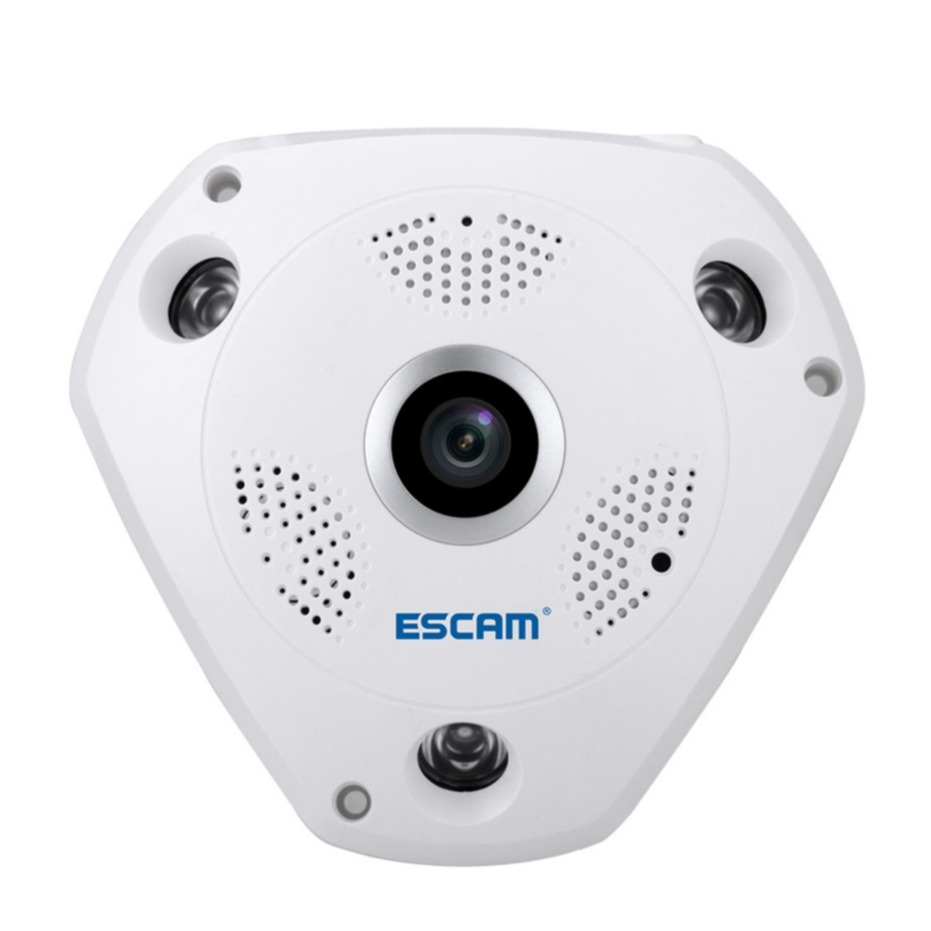 1.3MP VR Panorama WiFi IP Kamera FullHD 360° Fisheye Infrarot LED's Nachtsichtfunktion / Micro SD für iOS/Android - Weiss