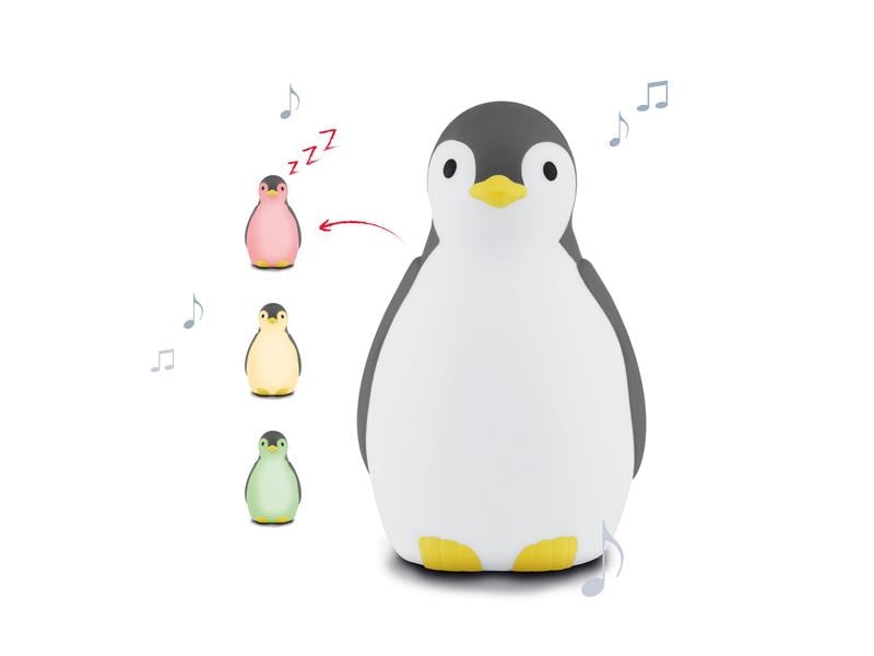 ZaZu Wecker Schlaftrainer Pinguin Pam Schlaftrainer mit Nachtlicht und kabellosem Lautsprecher