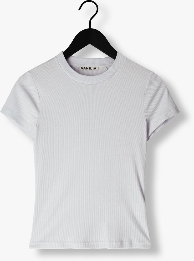 VANILIA lichtblauwe vanilia top rib basic t-shirt