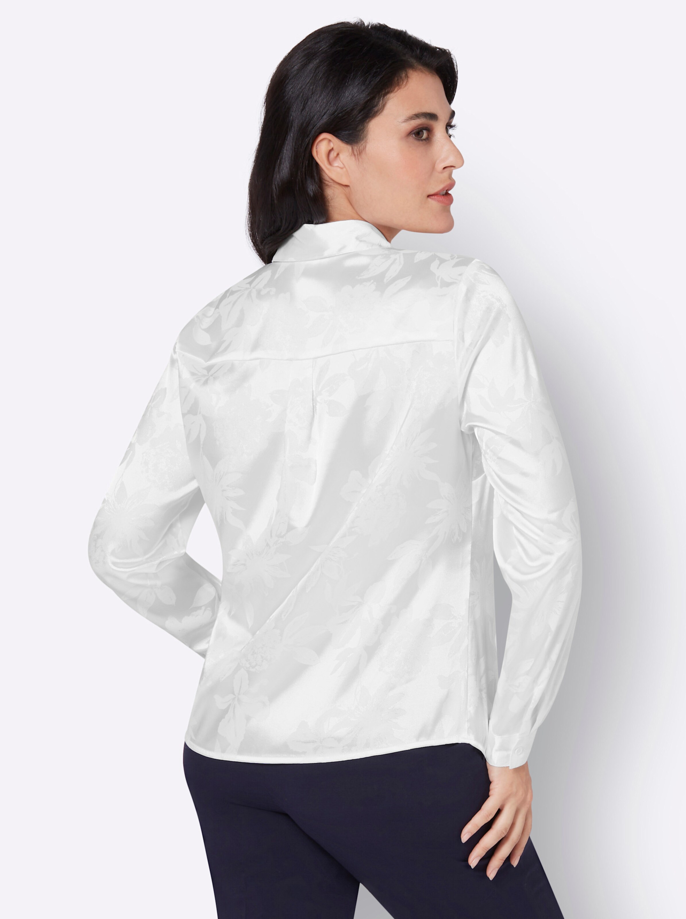 Jacquard-Bluse in ecru