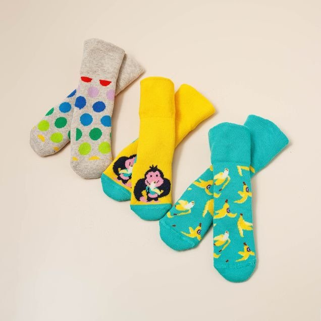 Happy Socks | 3 paar | Aap | 0-6 maanden
