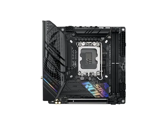 ASUS ROG STRIX B760-I GAMING WIFI - Bundkort - mini ITX - LGA1700 sokkel - B760 Chipset - USB 3.2 Gen 1, USB-C 3.2 Gen 1, USB-C 3.2 Gen 2x2, USB-C 3.2 Gen2 - 2.5 Gigabit LAN, Wi-Fi 6E, Bluetooth - onboard grafik (CPU påkrævet) - HD Audio (8-kanaler)