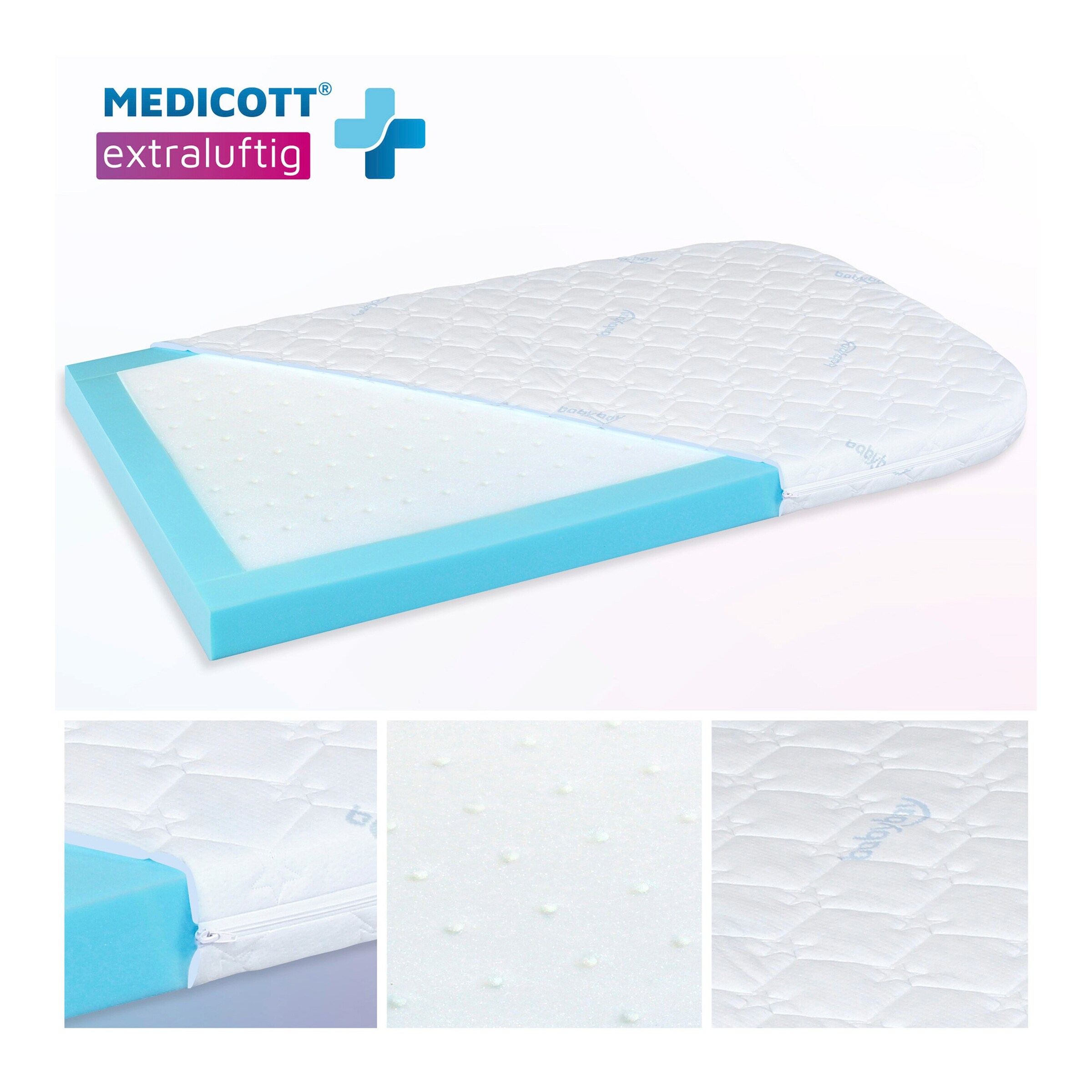 babybay® Bundle Beistellbett Boxspring inkl. Matratze MediTex® und Kinderbettumbausatz inkl. Matratze MediTex® extraluftig