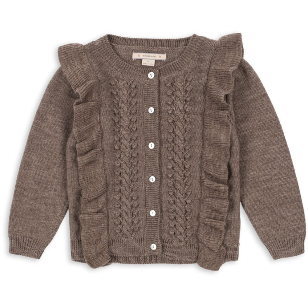 Køb Konges Sløjd Bunny Brown Melange Fiol Flæse Cardigan
