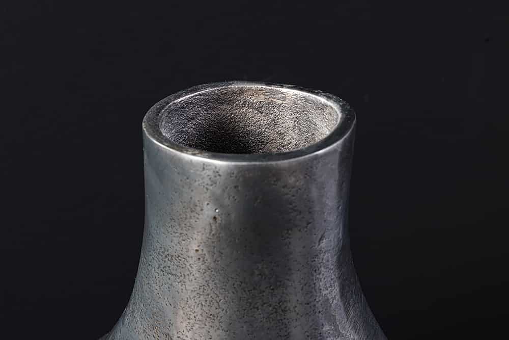 Handgefertigte Vase RING 40cm dunkelgrau Metall Dekoration Blumenvase