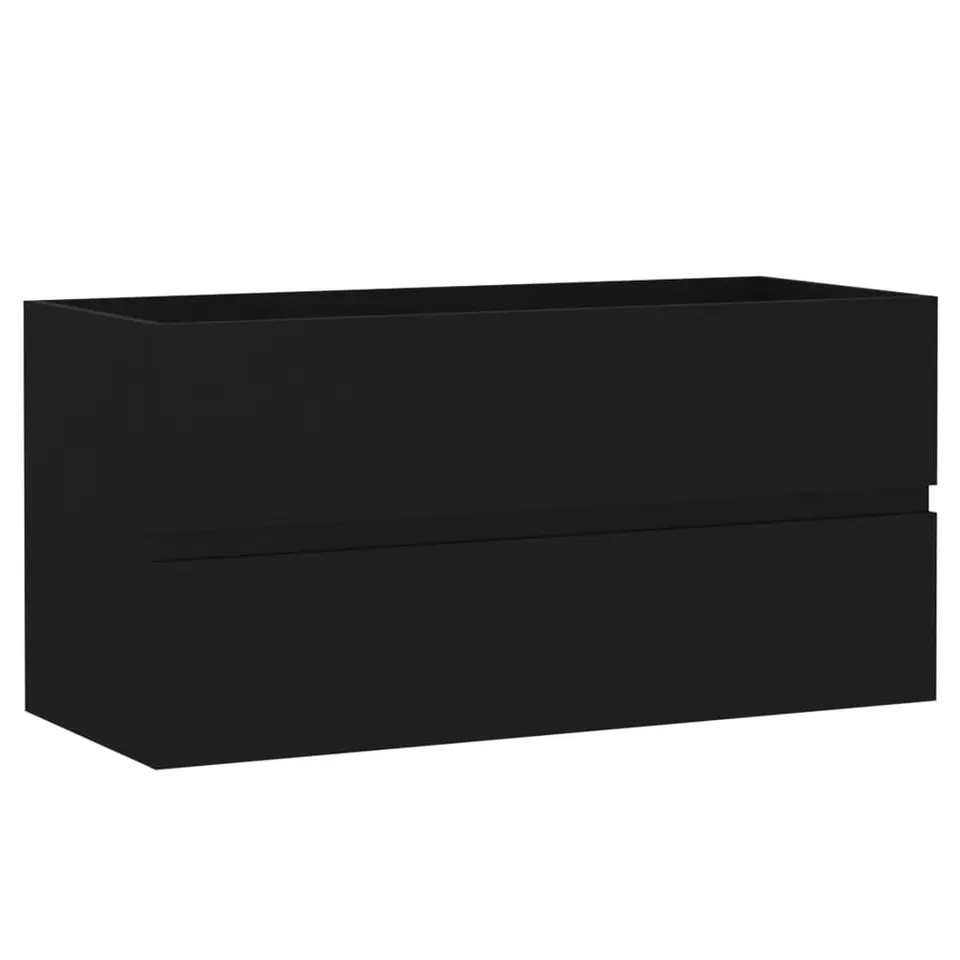 vidaXL - Wastafelkast En Wastafel - Zwart - Bewerkt hout - 90 x 38.5 x 45 cm