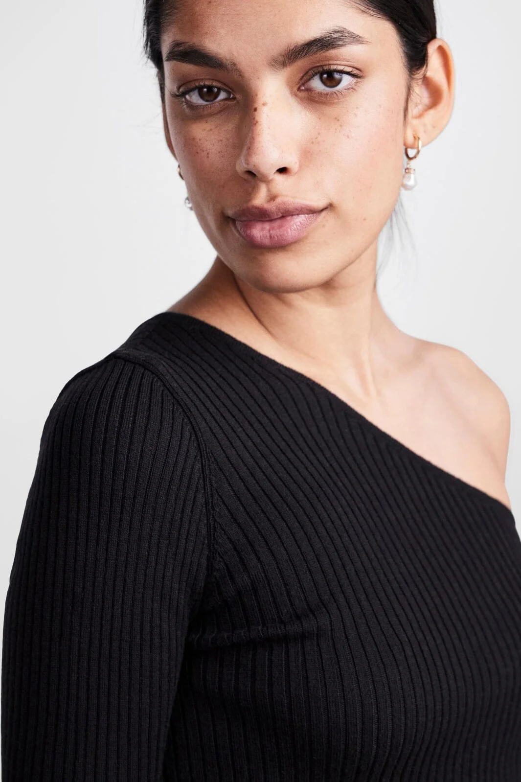 Pieces Pcmandy One Shoulder Knit Top Dmo black
