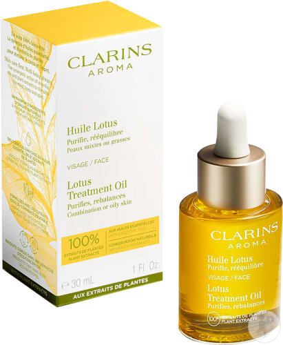 Clarins Huile Lotus Visage Peaux Mixtes Ou Grasses Flacon Compte-Gouttes 30ml