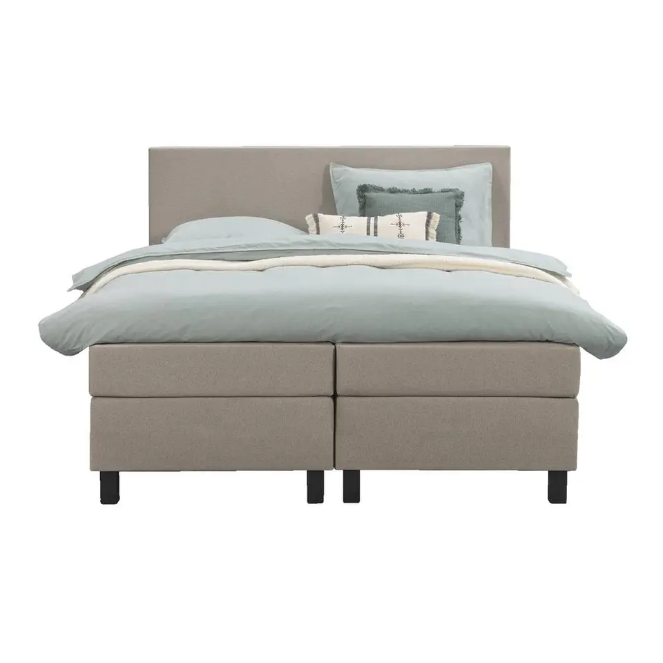 Boxspring Liv egaal - beige - 160x200 cm - vierkante poot
