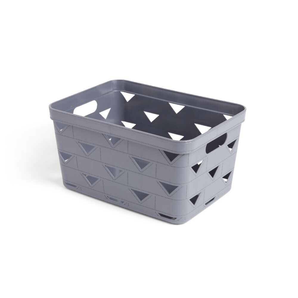Panière de rangement plastique gris 29,5x21,5xH16cm - modèle moyen
