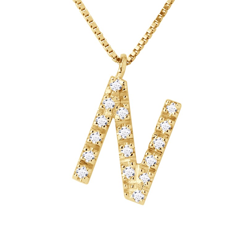Collier ALPHABET Diamants 0,08 Cts  LETTRE 