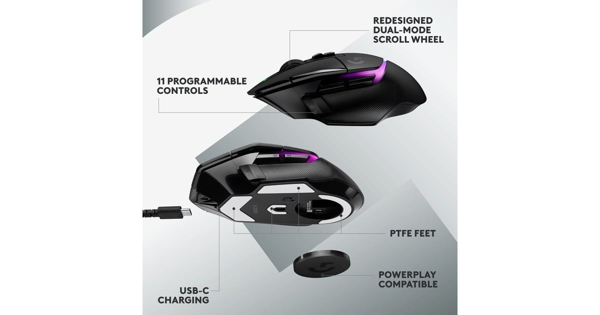 LogitechG502 X PLUS LIGHTSPEED gaming muis  (Zwart, 100 - 25.600 dpi, RGB leds)