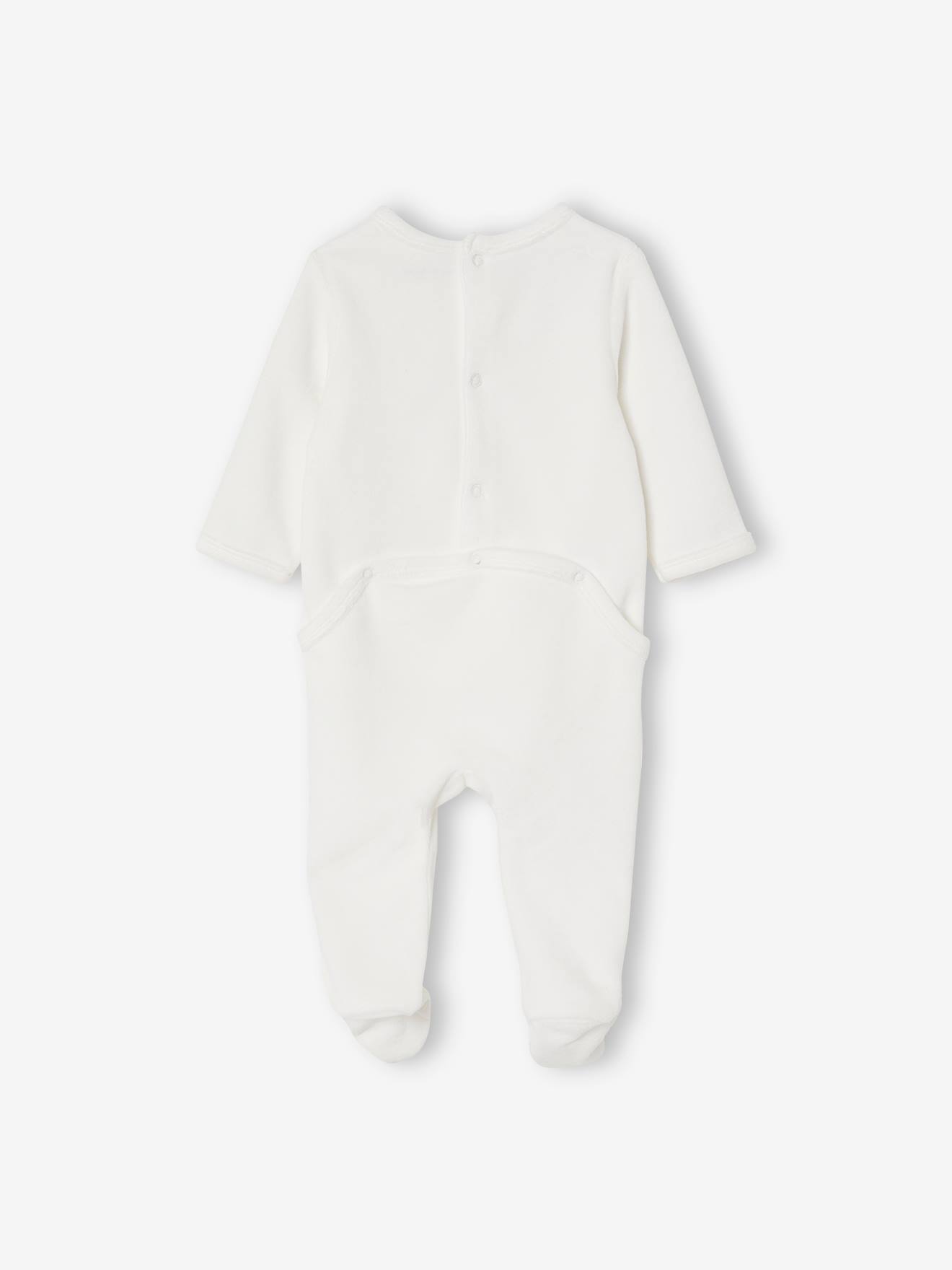 Conjunto de 3 pijamas de veludo com abertura nas costas, para bebê, rosa escuro, bicolor/multicolorido