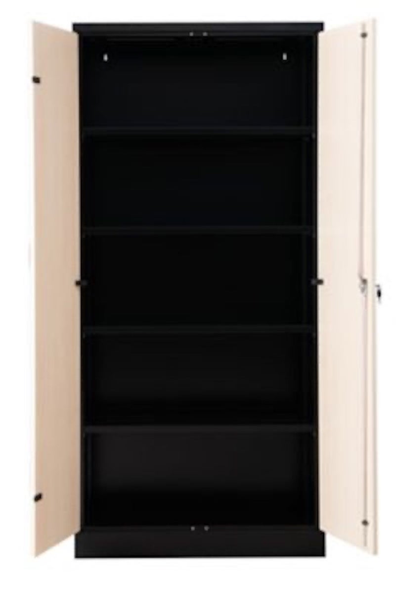 PROREGAL Beetle archiefkast met 4 legplanken, afmetingen (H x B x D): 195 x 92 x 42 cm, zwart & esdoorn