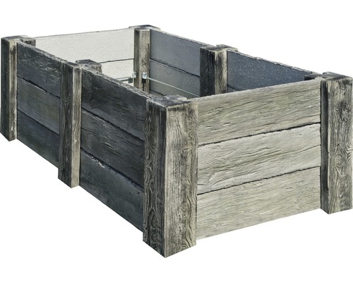 Betonnen verhoogde tuinbak Big Antique witgekalkt met voorgemonteerde draad 220 x 120 x 69 cm