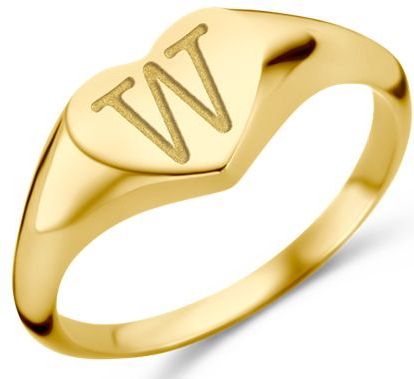 Hartvormige Gouden zegelring met een initiaal